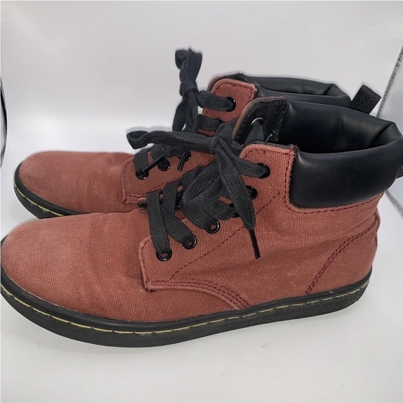 Women’s Dr Martens Maelly Maroon Canvas Eye Ankle Boots Size 6 - Picture 4 of 7